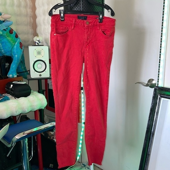 Sanctuary red Denim jeans Size 27 perfect condition One small dot on leg - Picture 3 of 5